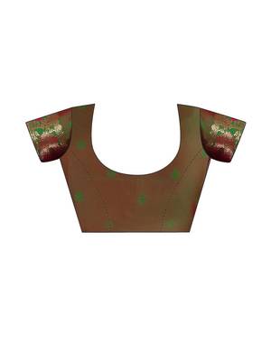 Pink woven design zari saree with unstitched blouse 2