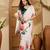 White floral printed saree with unstitched blouse