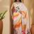 White ethnic motifs printed saree with unstitched blouse piece