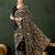 Black floral embroidered saree with blouse piece