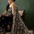 Black floral embroidered saree with blouse piece