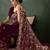 Burgundy embroidered saree with blouse piece