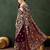 Burgundy embroidered saree with blouse piece
