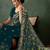 Teal embroidered saree with blouse piece