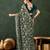 Teal embroidered saree with blouse piece