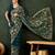 Teal embroidered saree with blouse piece