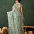 Sea green embroidered saree with blouse piece