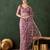 Pink floral embroidered saree with blouse piece