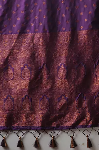 Purple woven design banarasi saree with blouse piece
