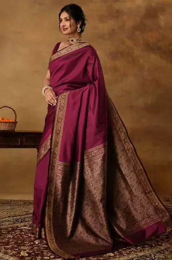 Black woven design sarees with blouse piece
