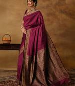 Black woven design sarees with blouse piece