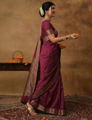 Black woven design sarees with blouse piece 2