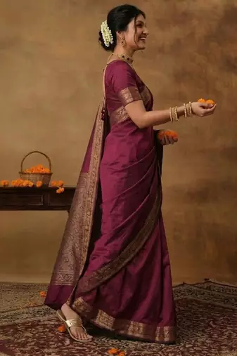 Black woven design sarees with blouse piece
