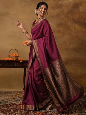 Black woven design sarees with blouse piece 3