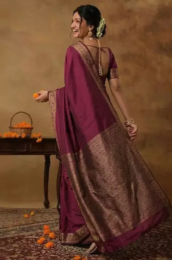 Black woven design sarees with blouse piece