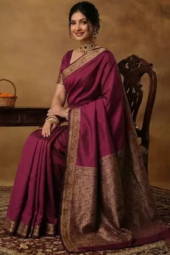 Black woven design sarees with blouse piece