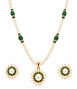 Natural pearls Set with green onyx stones pendant set 
