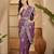 Lavender embroidered sarees with waist belt & unstitched blouse piece