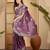 Lavender embroidered sarees with waist belt & unstitched blouse piece