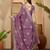 Lavender embroidered sarees with waist belt & unstitched blouse piece