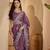 Lavender embroidered sarees with waist belt & unstitched blouse piece