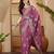 Rose floral embroidered sarees with unstitched blouse piece & belt