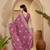 Rose floral embroidered sarees with unstitched blouse piece & belt