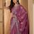 Rose floral embroidered sarees with unstitched blouse piece & belt