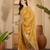 Mustard embroidered saree with blouse piece & belt