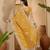 Mustard embroidered saree with blouse piece & belt