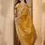 Mustard embroidered saree with blouse piece & belt