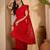 Red floral embroidered sequinned sarees with waist belt & unstitched blouse piece