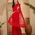 Red floral embroidered sequinned sarees with waist belt & unstitched blouse piece