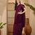 Purple embroidered saree with belt & unstitched blouse