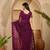 Purple embroidered saree with belt & unstitched blouse