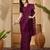 Purple embroidered saree with belt & unstitched blouse