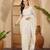 White embroidered saree with belt & unstitched blouse