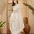 White embroidered saree with belt & unstitched blouse