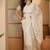 White embroidered saree with belt & unstitched blouse