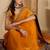 Yellow embellished beads and stones satin saree