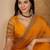 Yellow embellished beads and stones satin saree