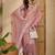 Pink embellished embroidered satin heavy work saree