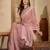 Pink embellished embroidered satin heavy work saree