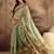 Green women kalamkari printed patola saree with unstitched blouse