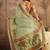 Green women kalamkari printed patola saree with unstitched blouse