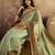 Green women kalamkari printed patola saree with unstitched blouse