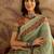 Green women kalamkari printed patola saree with unstitched blouse