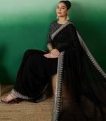 Black sequined  georgette sarees