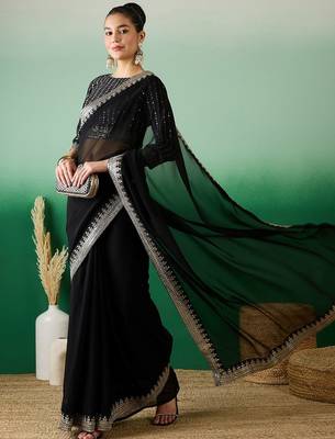 Black sequined  georgette sarees 2