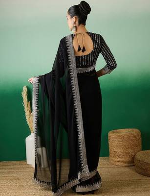 Black sequined  georgette sarees 3